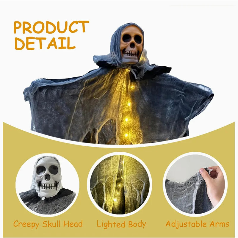 Skeleton Ghost Decoration – Halloween Glowing Hanging Prop (1 Piece)