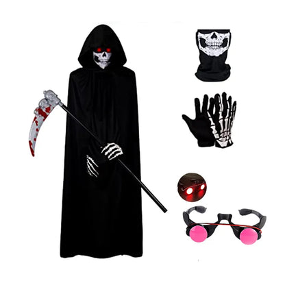 Glowing Red Eyes Grim Reaper Costume for Kids