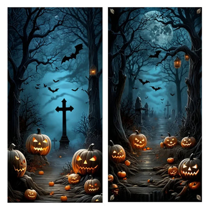 Halloween Door Banner – Scary Moon Night & Cemetery Scene