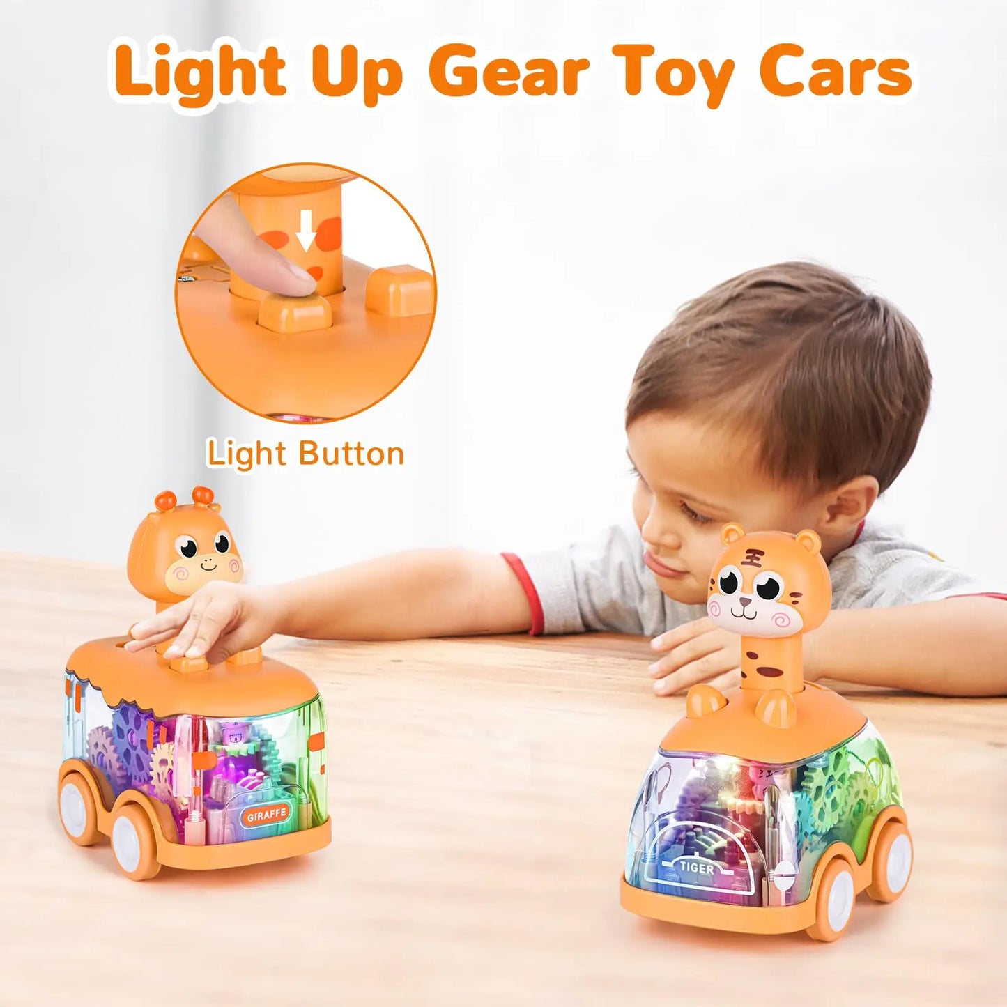 Transparent Light Gear Toy Car – Sliding Inertial Puzzle Car for Toddlers!