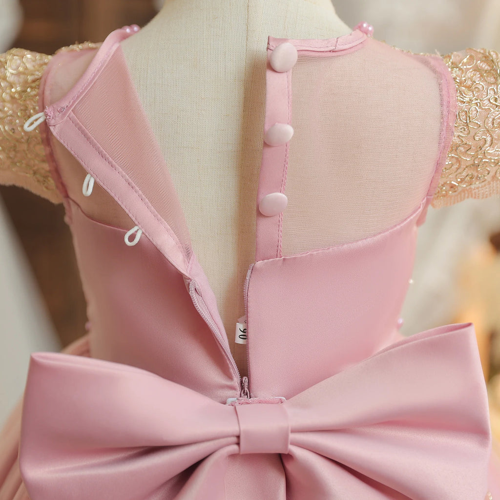 Princess Party Dress – Lace Embroidery with Ruffles