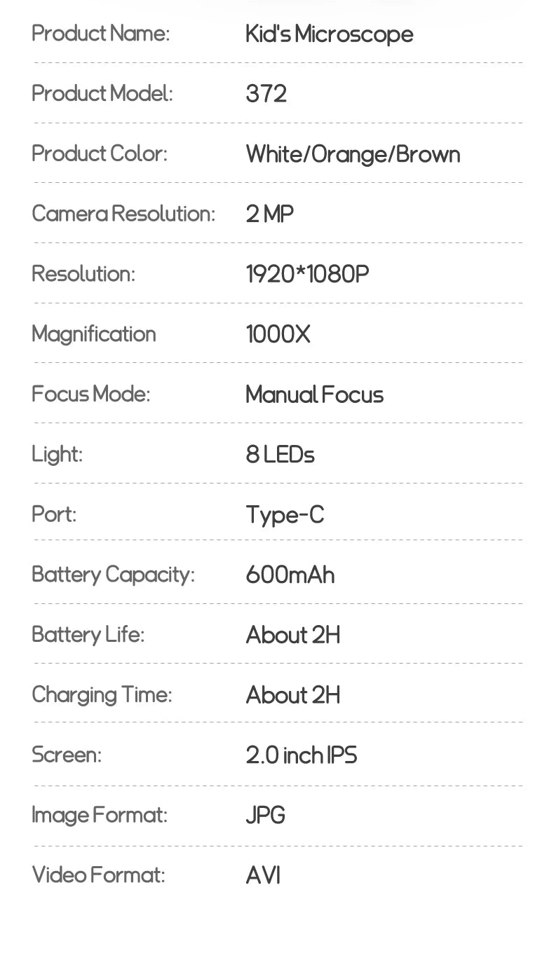 Kids Science Microscope 1000X – 200 Megapixel Digital Magnifier with LED