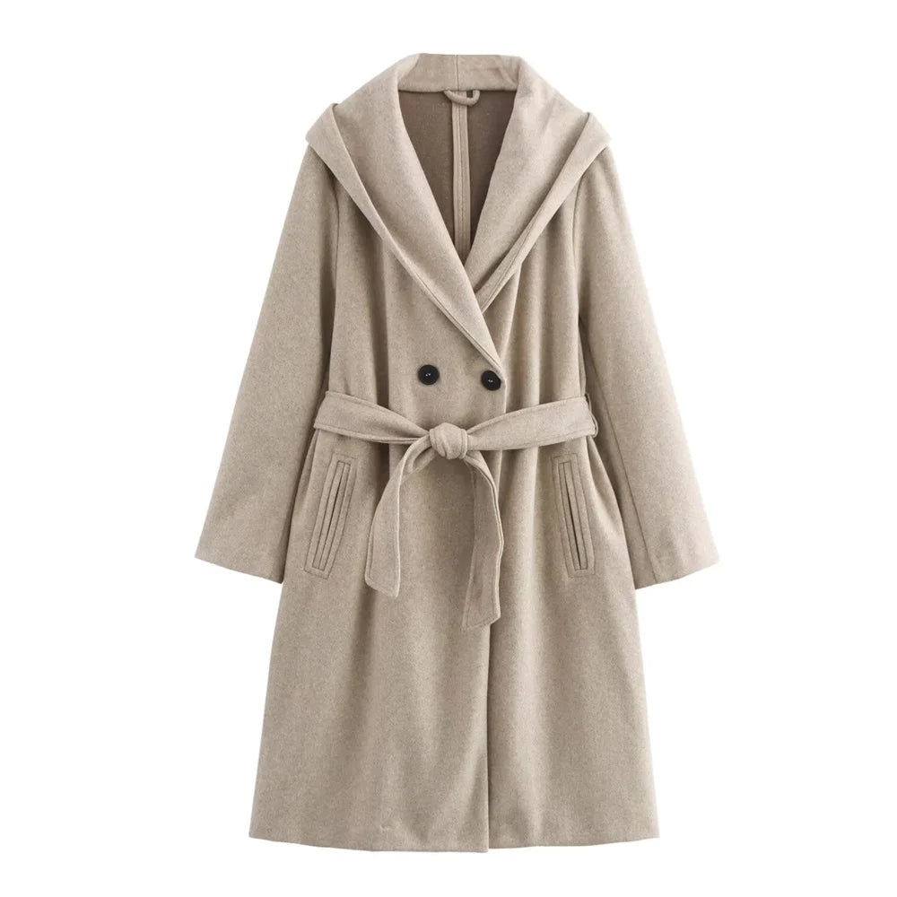Chic Autumn Windcoat with Bow Belt & Pockets