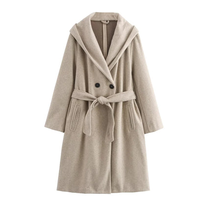 Chic Autumn Windcoat with Bow Belt & Pockets