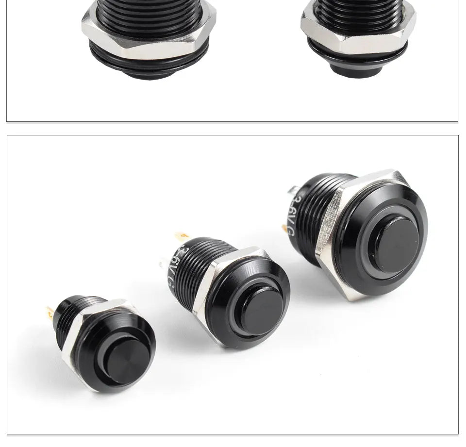 1NO High-Head Waterproof Metal Push Button Switch – LED Light, Self-Locking, 8-16mm