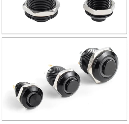 1NO High-Head Waterproof Metal Push Button Switch – LED Light, Self-Locking, 8-16mm