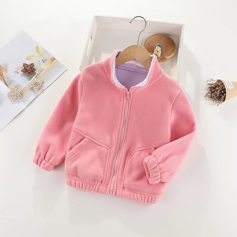 Children’s Thick Fleece Jacket – Zippered Casual Coat