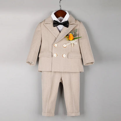 Boys’ Wedding Tuxedo Set – Formal Blazer, Pants & Bowtie Outfit