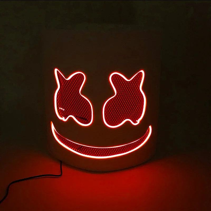 Halloween Light-Up Mask – Neon LED Marshmallow Headgear