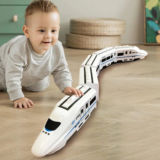 DIY High-Speed Electric Train Toy with Sound & Light – Educational Fun!