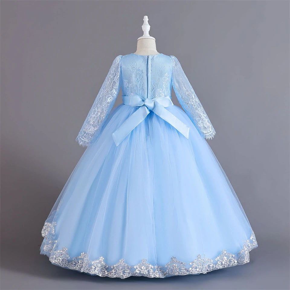 Girls Evening Dress – Lace Embroidered Party Gownn