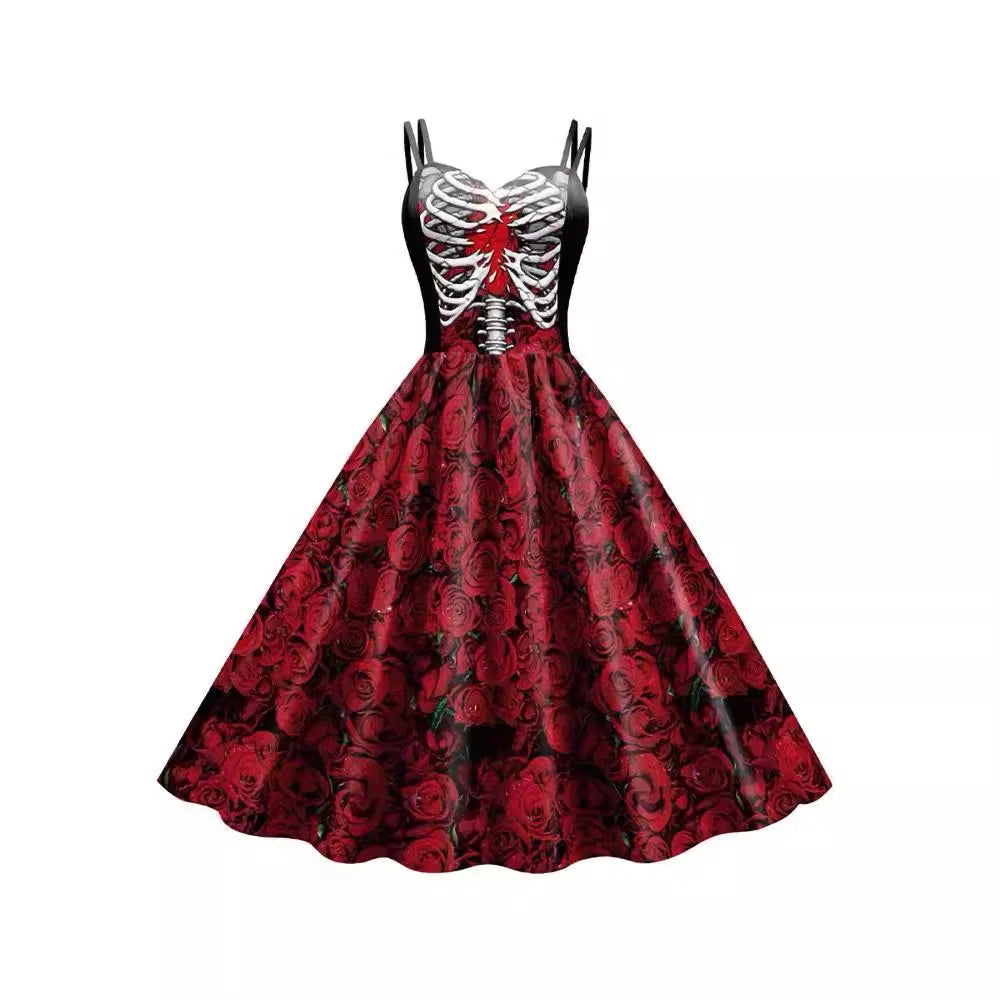 Scary Witch Skull Dress – Halloween Cosplay Outfit