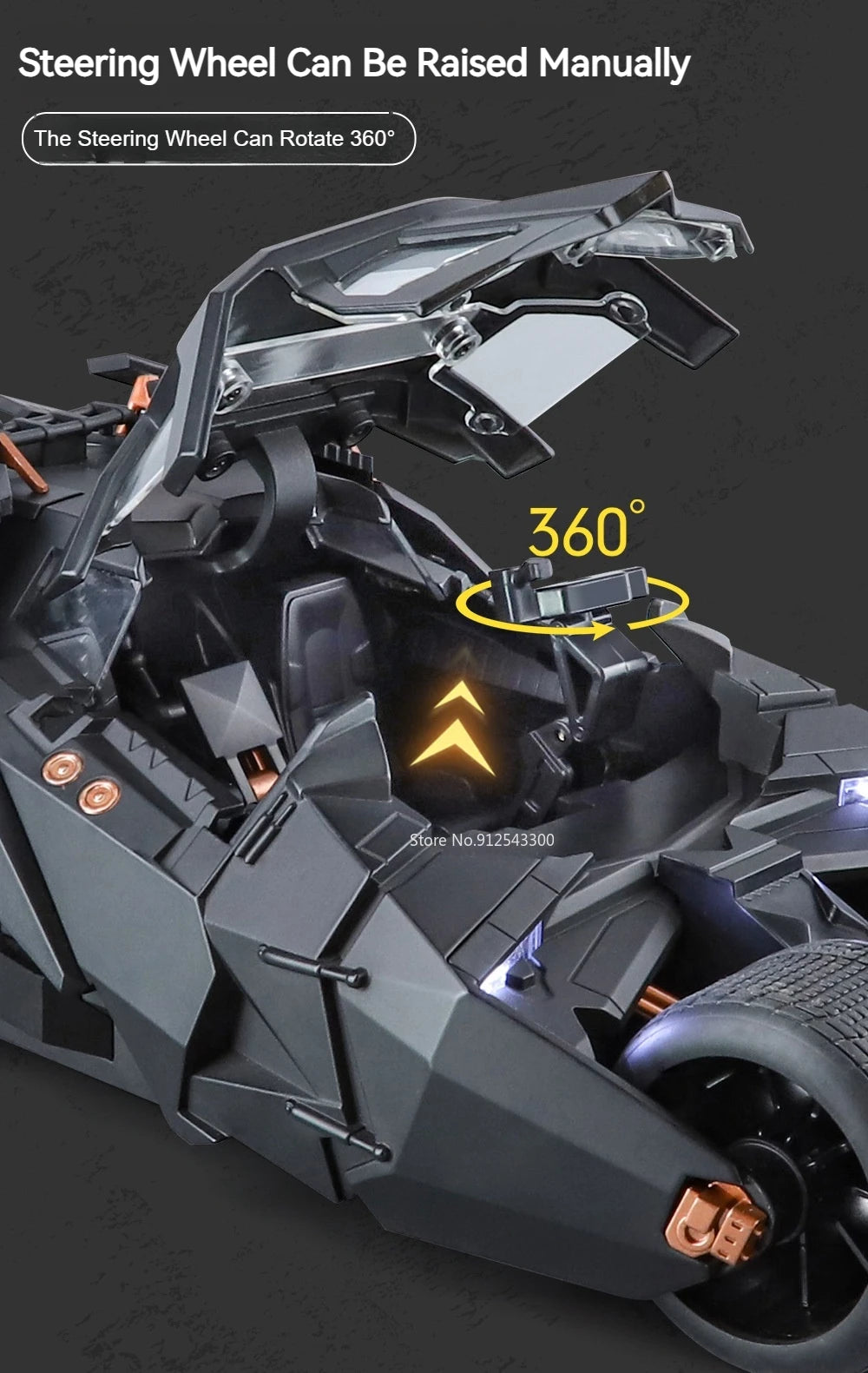 1:18 Alloy Batmobile – Sound & Light Car Model for Fans & Collectors