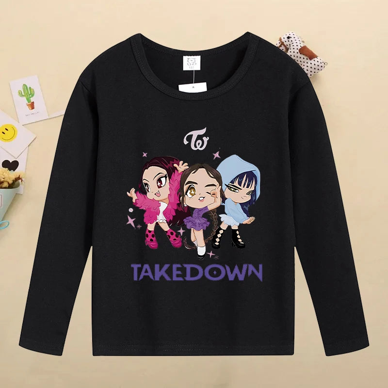 Kpop Demon Hunters Kids T-Shirt – Kawaii Cartoon Long Sleeve Top