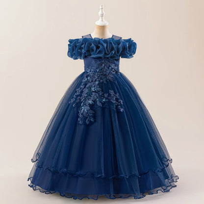 Prom & Party Dress – Girls Floral Mesh Gown