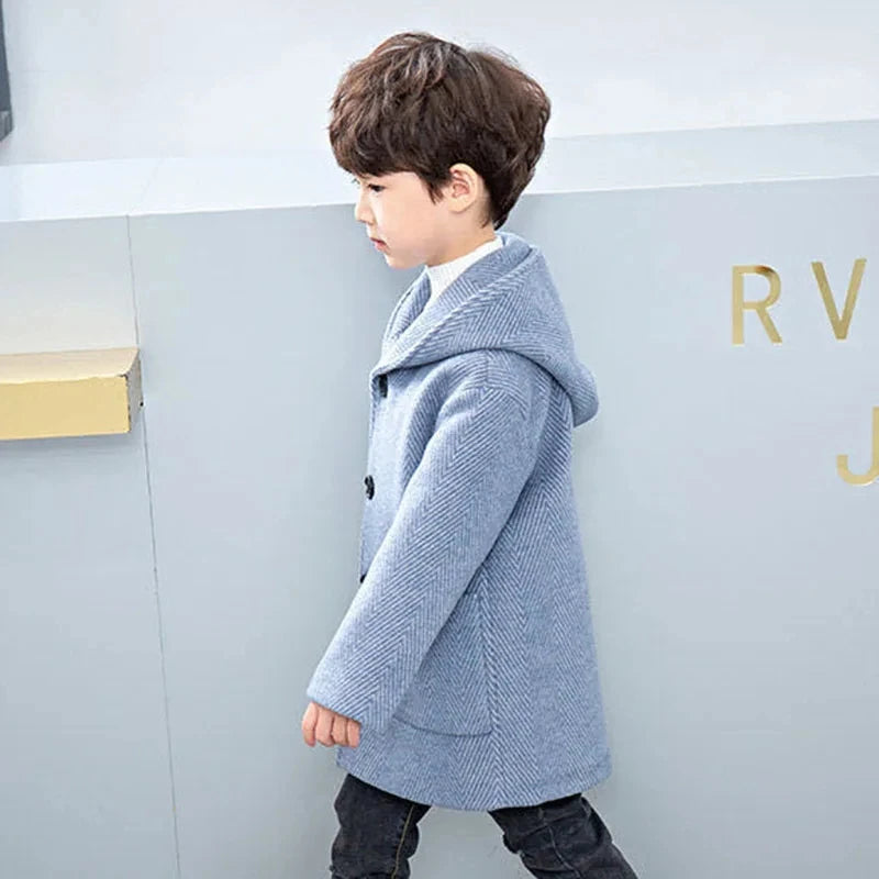 Boys’ Casual Woolen Jacket – Warm & Stylish Korean