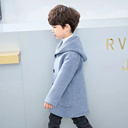 Boys’ Casual Woolen Jacket – Warm & Stylish Korean