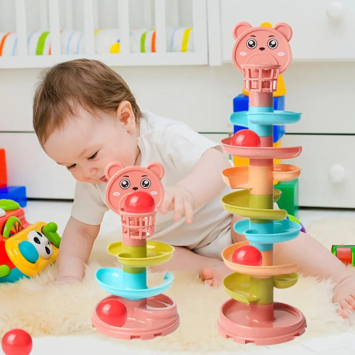 Baby Puzzle Rolling Ball Tower – Fun & Educational Stacking Toy