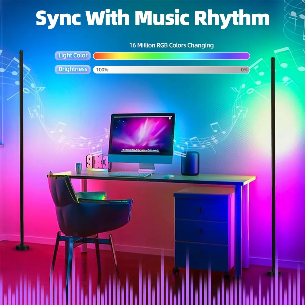 Smart LED Floor Lamp: Music Sync, Remote Control, Mood Lighting