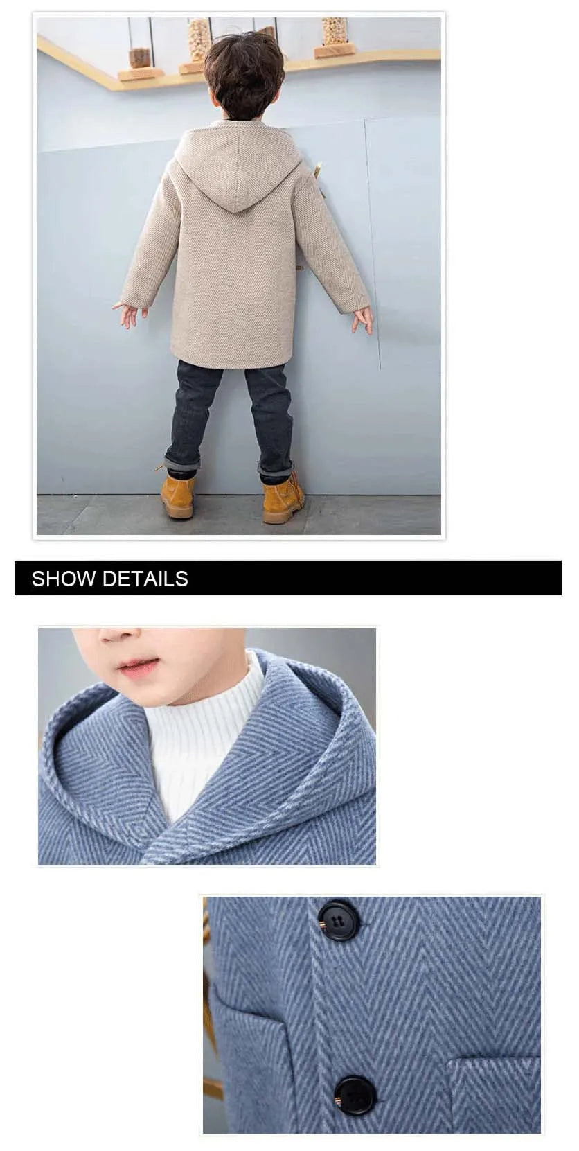 Boys’ Casual Woolen Jacket – Warm & Stylish Korean