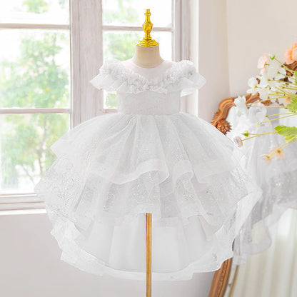 Girls’ Formal Lace Dress – High-End Embroidery for Flower Girl