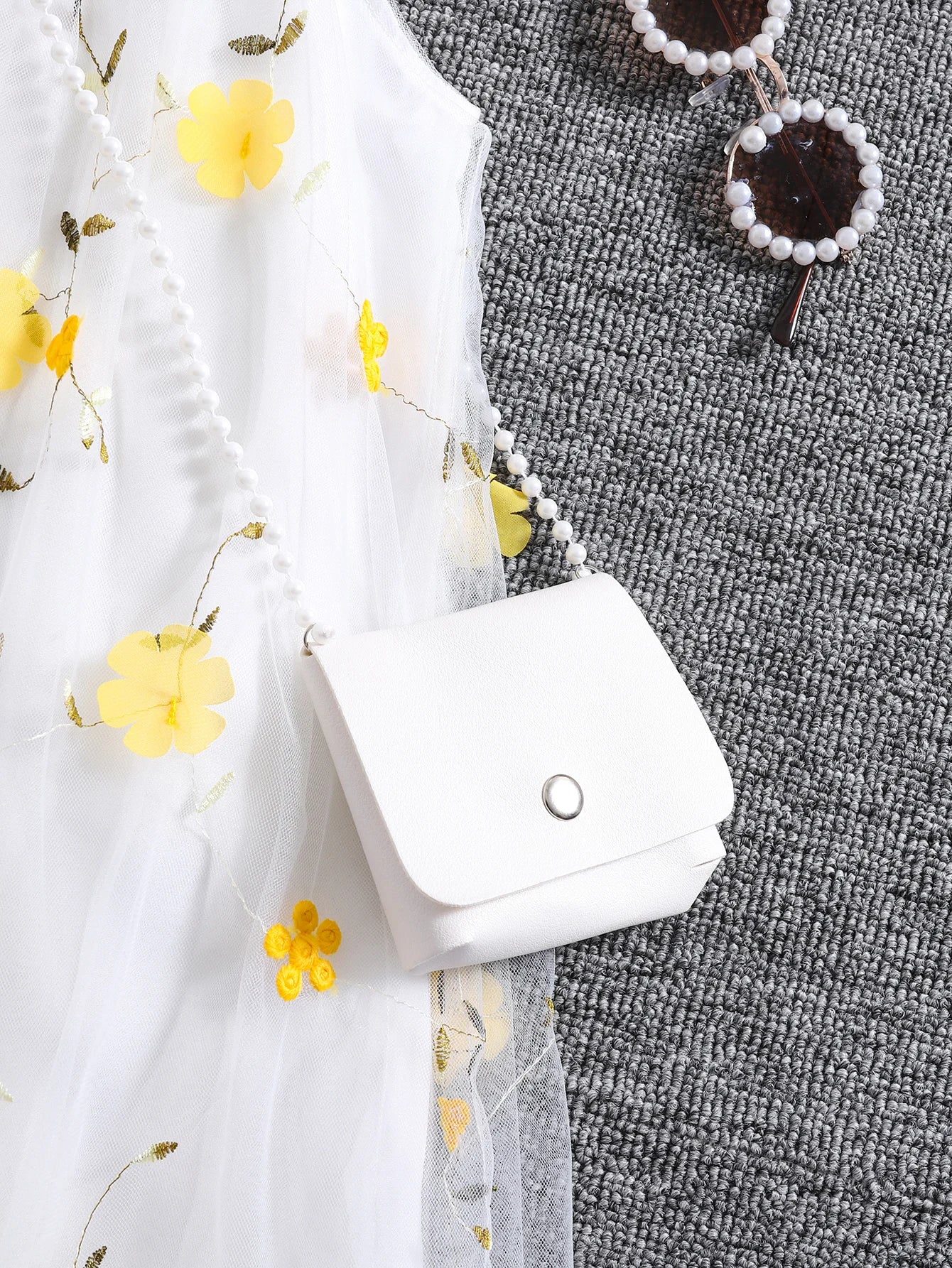 Girls' Summer Halter Dress with 3D Flowers & Bag