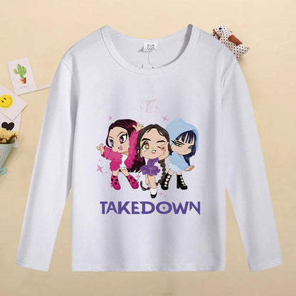 Kpop Demon Hunters Kids T-Shirt – Kawaii Cartoon Long Sleeve Top