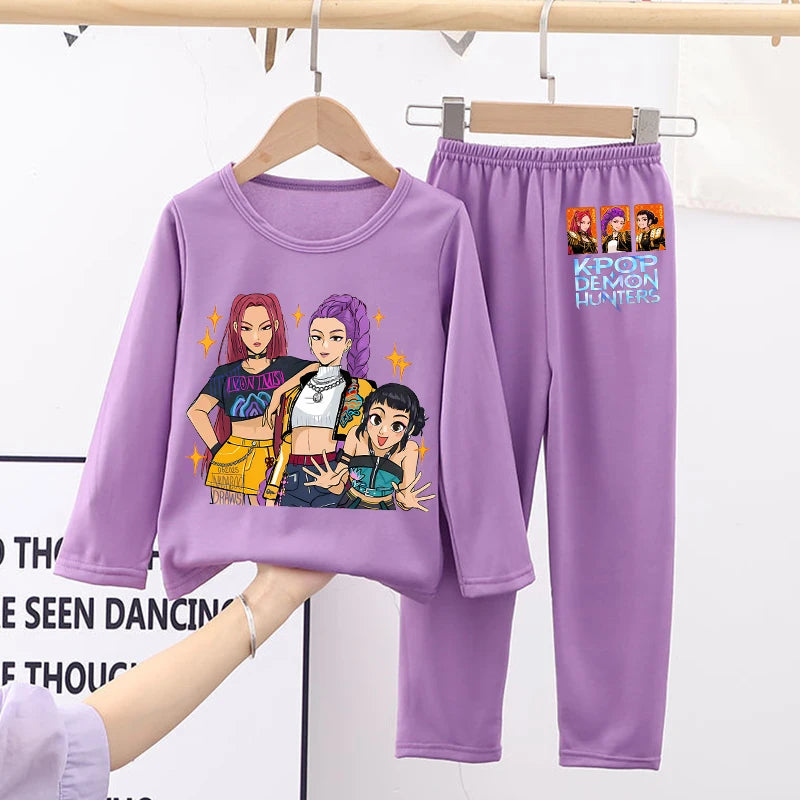 Kawaii Kpop Demon Hunters Girls Nightgown – Cozy Autumn Sleepwear