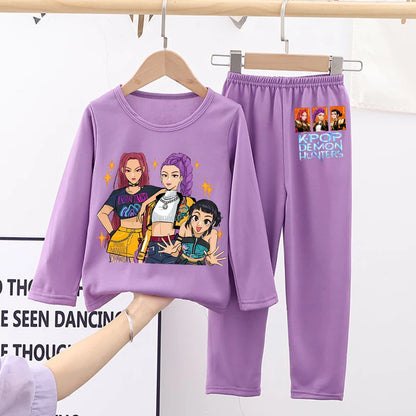 Kawaii Kpop Demon Hunters Girls Nightgown – Cozy Autumn Sleepwear