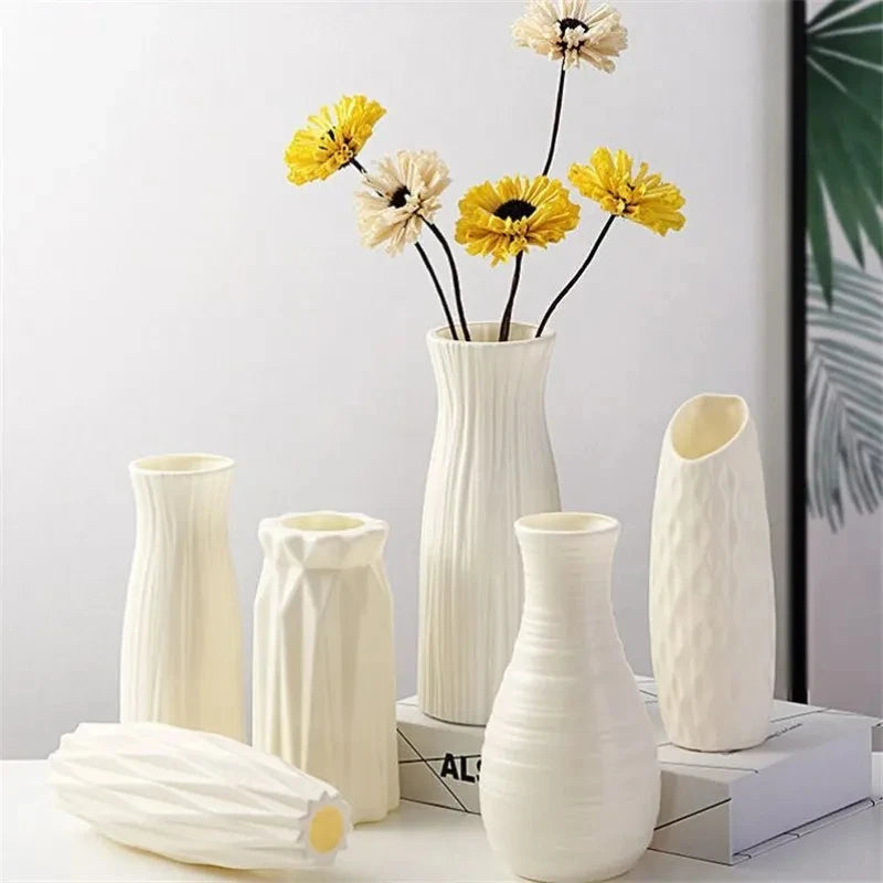 Chic Nordic Plastic Vase: Sleek Flower Pot for Modern Home Decor