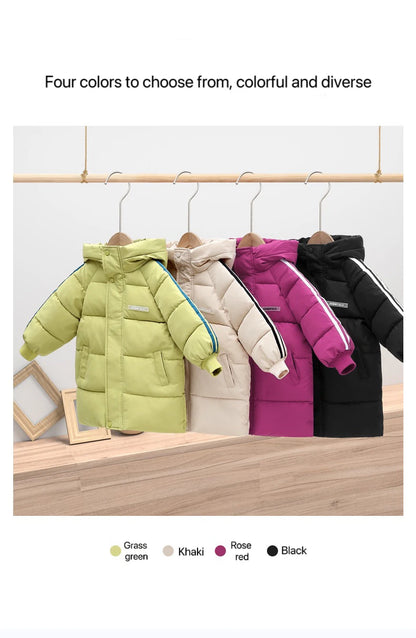 Kids' Long Cotton-Padded Jacket – Warm & Stylish
