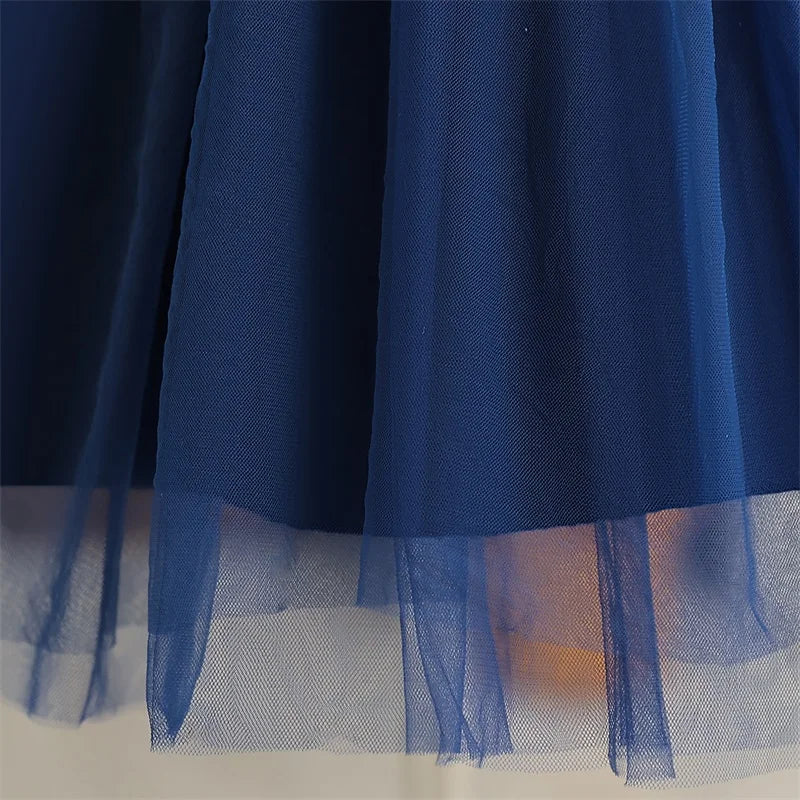 Kids Birthday Princess Dress with Bow & Pearls