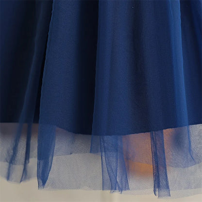 Kids Birthday Princess Dress with Bow & Pearls