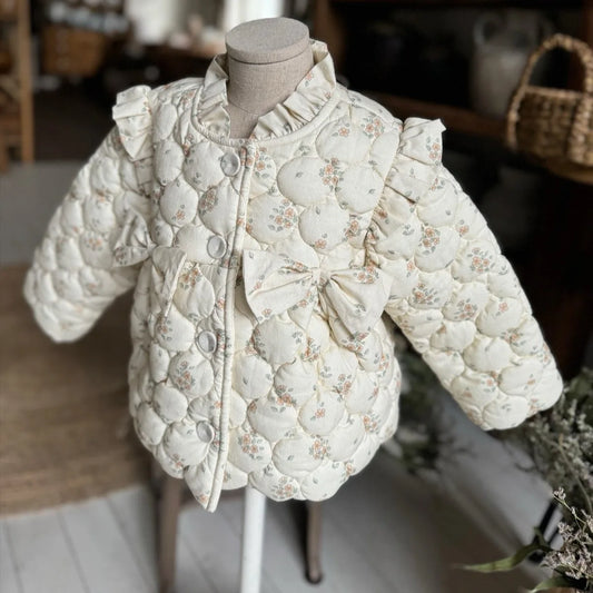 Baby Girls’ Thick Coat – Velvet Lined Floral Winter Jacket
