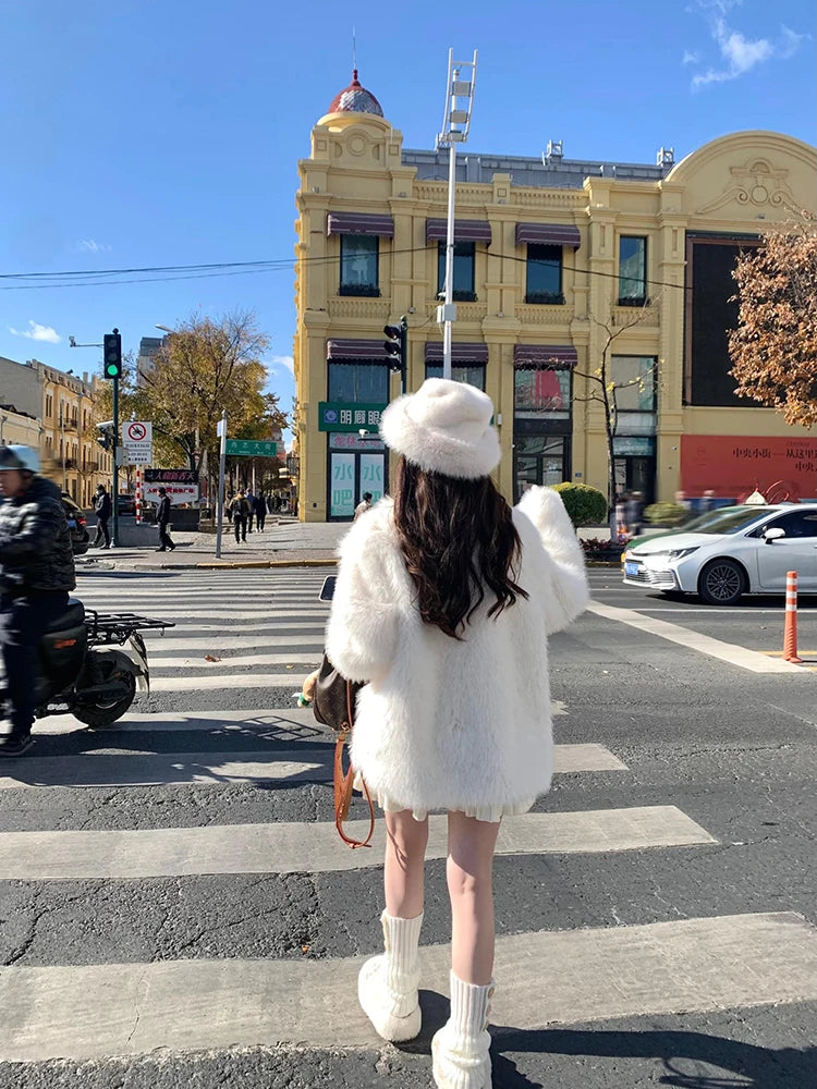 Luxury Fluffy Faux Fox Fur Jacket – Casual & Cozy
