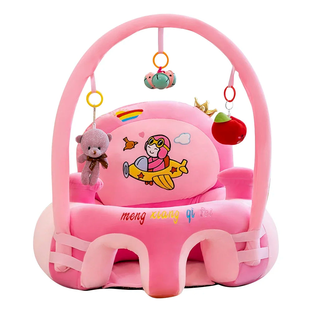 Baby Feeding Safety Seat - Soft Plush Cartoon Design, Comfortable Learning Sit Chair for Kids without cotton