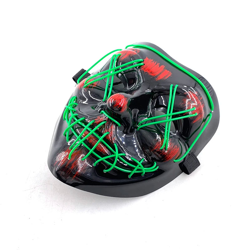 Wireless Neon LED Purge Mask – Glowing Halloween Party Mask