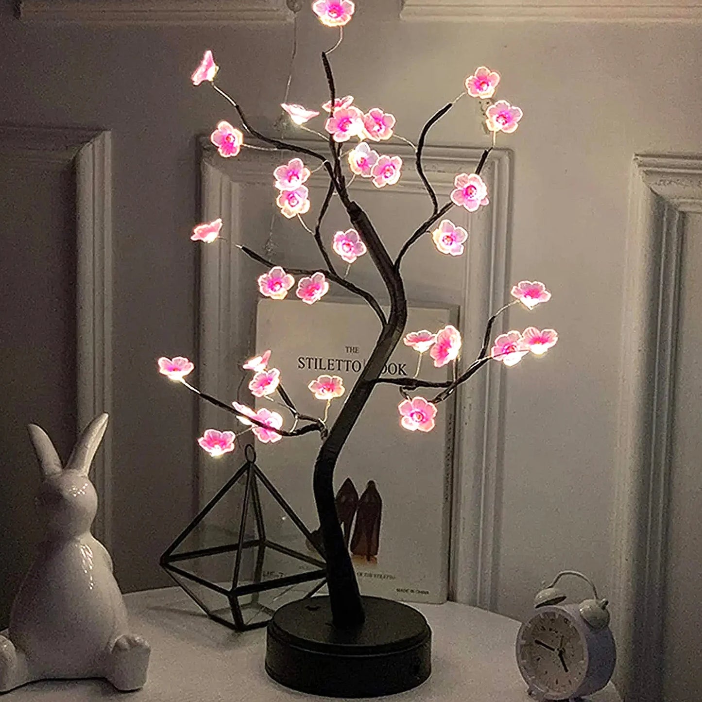 Cherry Blossom LED Tree Lamp: USB/Battery Powered, Touch Control Décor