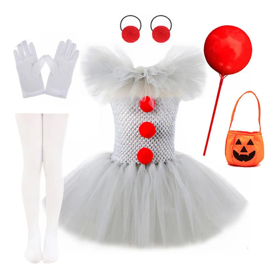 Kids Halloween 2025 Gray Joker Cosplay Outfit