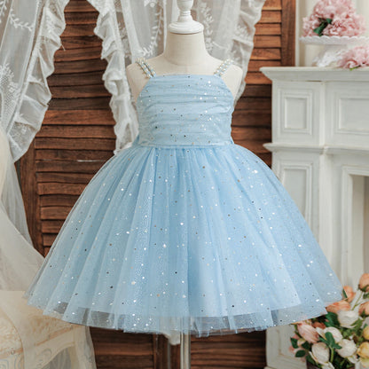 Girls Party Dress – Elegant Blue Sequin Gown