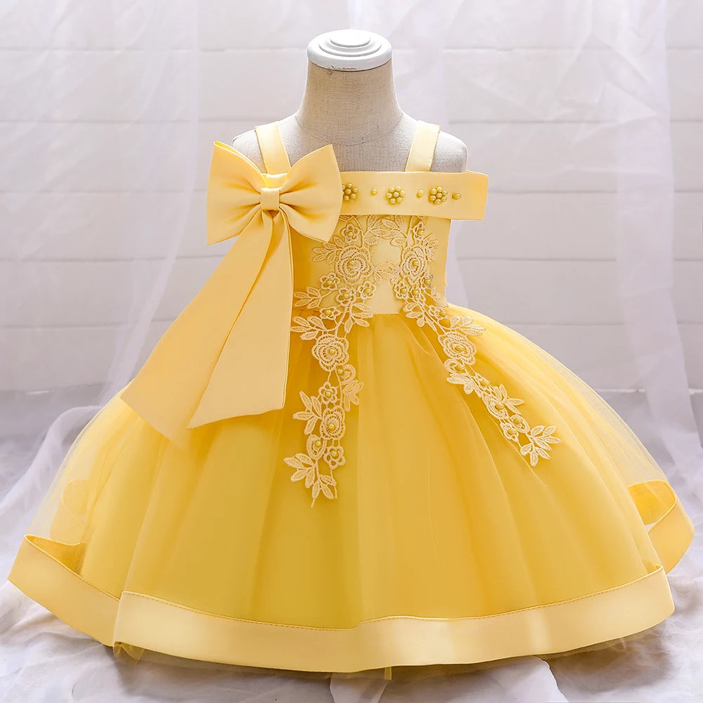 Elegant Infant Dress – Bow Lace Princess Party Wear