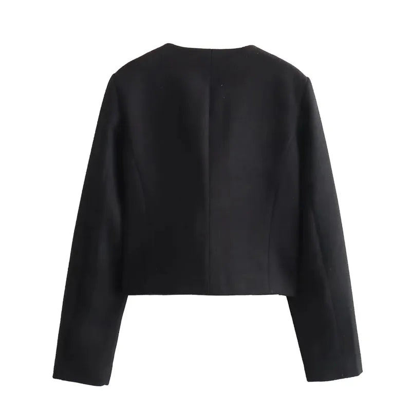 Elegant Cropped Jacket for Women – Perfect for Autumn & Winter