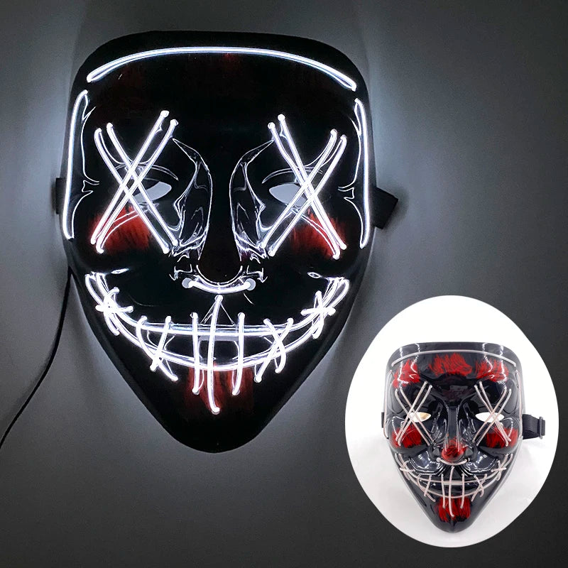 Halloween Light-Up Mask – Neon LED Marshmallow Headgear