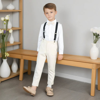 Children’s White Formal Outfit – Host & Evening Performance Suit