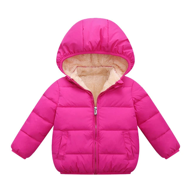 Baby Boys & Girls Thick Winter Jacket – Fur Hooded Coat
