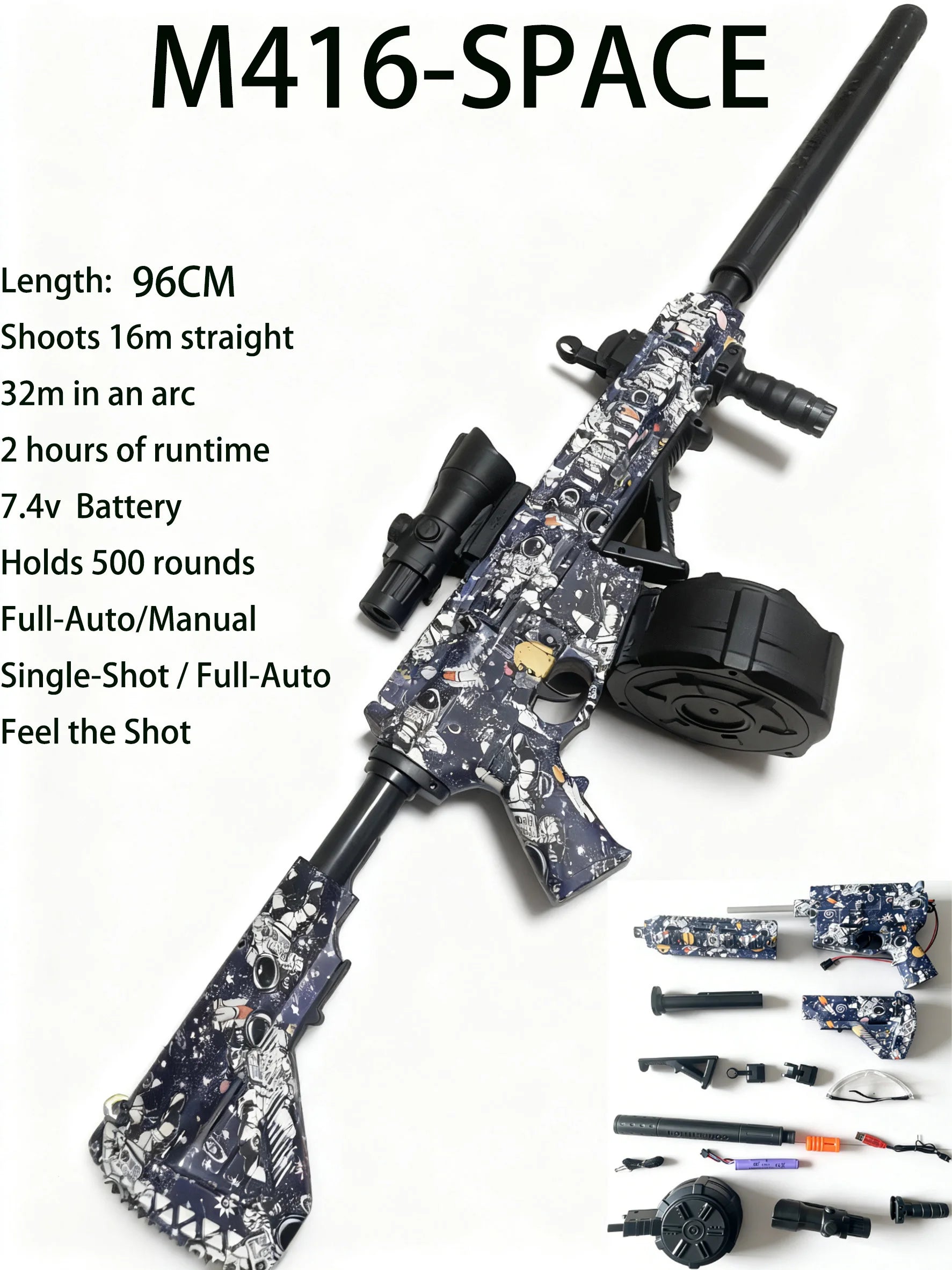 Perfect Gift for Men & Teens: M416 Full Auto Gel Blaster Gun - Dominate with 16m Straight Shooting, Ultimate Outdoor Battlefield