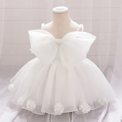 Baby Girl Baptism Dress – 1st Birthday Pink Gown