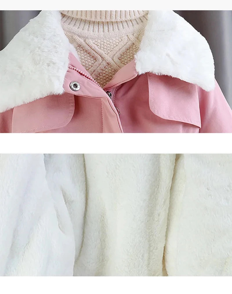 Warm Coat for Girls – Lapel Style with Waist
