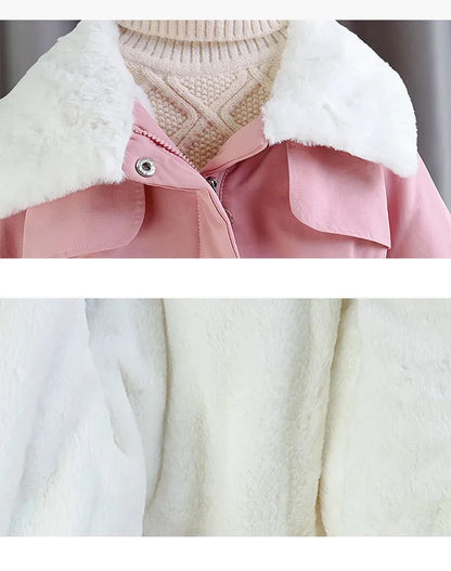 Warm Coat for Girls – Lapel Style with Waist