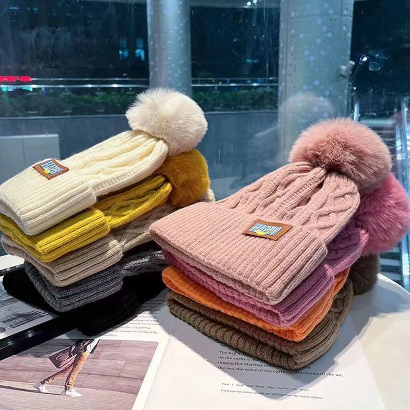 Cozy Faux Fur Pom Pom Beanie – Warm & Chic